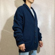 画像17: 「Eddie Bauer(エディーバウアー)」USA製 ネイビー メランジ エルボーパッチ付き ショールカラー ニット カーディガン (17)