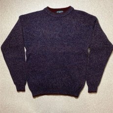 画像1: 「Wool rich(ウール リッチ)」パープル メランジ クルーネック ウール ニット (1)