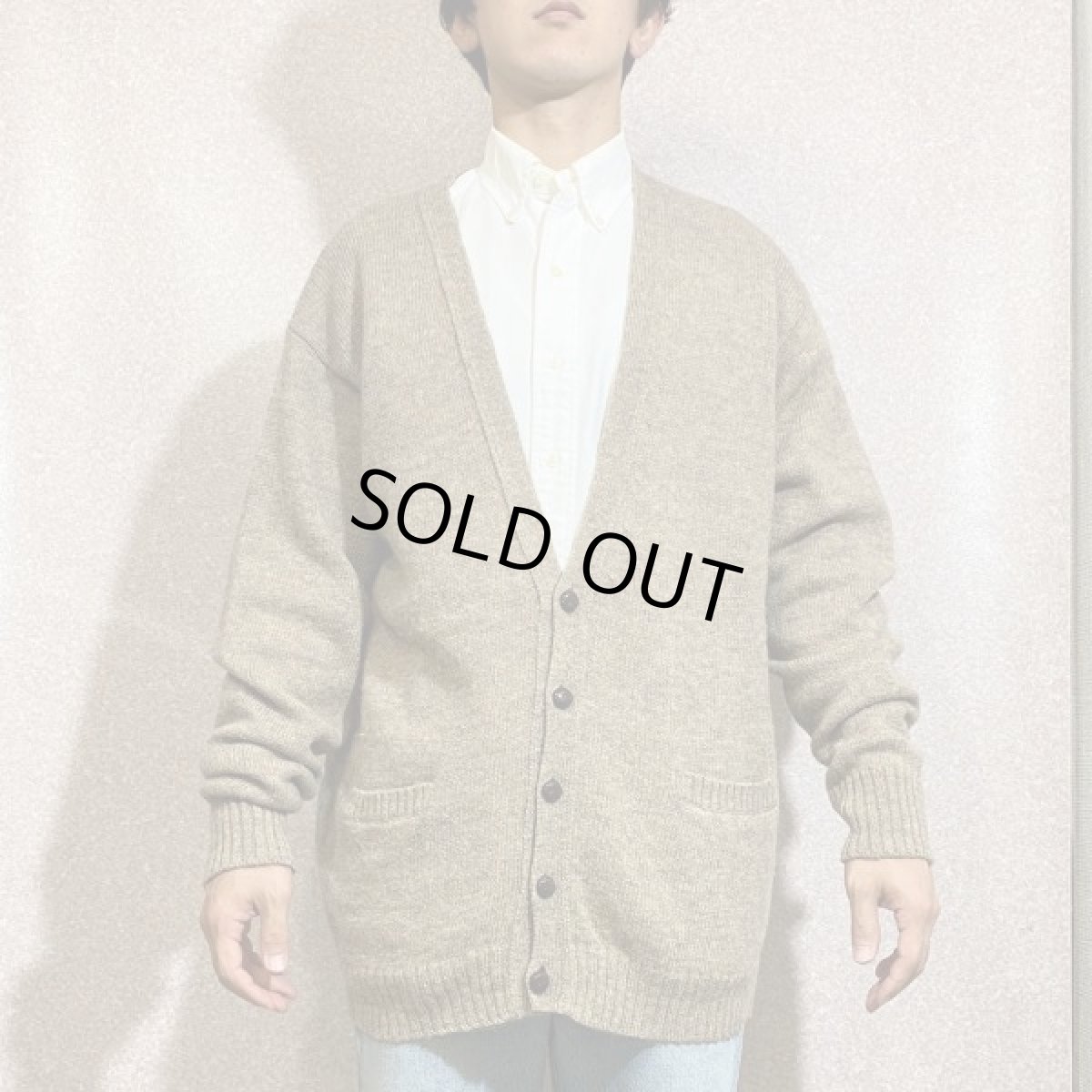 画像16: 「PENDLETON(ペンドルトン)」シェットランドウール XLサイズ ベージュ メランジ ニット カーディガン (16)