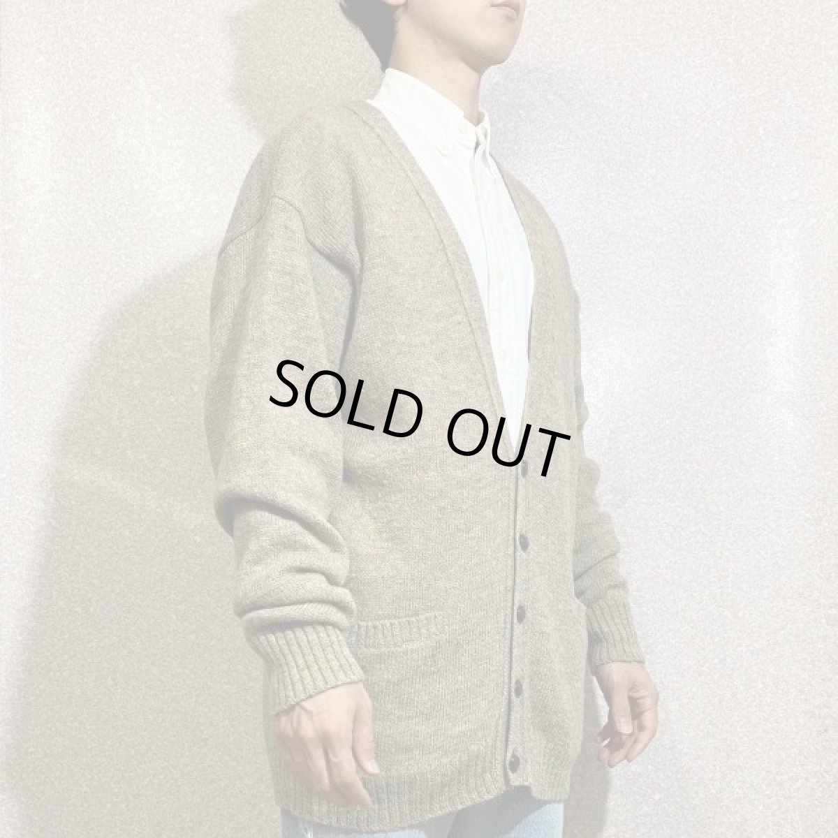 画像17: 「PENDLETON(ペンドルトン)」シェットランドウール XLサイズ ベージュ メランジ ニット カーディガン (17)