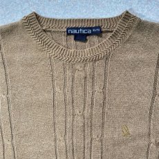 画像3: 「NAUTICA(ノーティカ)」キャメル ワンポイント刺繍 ケーブル クルーネック ニット (3)