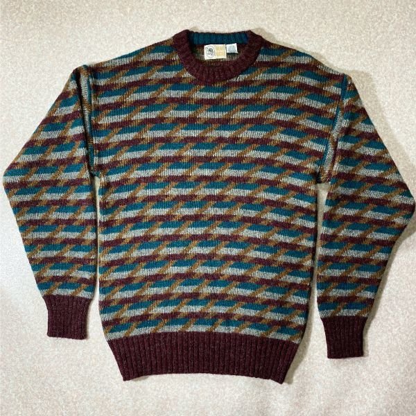 Alan Flusser アラン フラッサー 幾何学模様 シェットランド スコットランド製 クルーネック ウールニット Identity Official Web Store