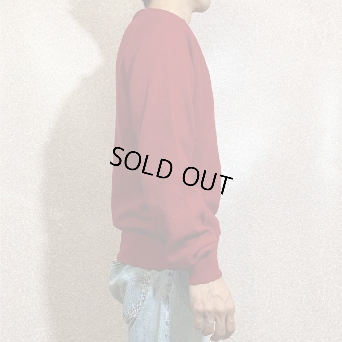 画像18: 「L.L.Bean(エルエルビーン)」スコットランド製 レッド ラグランスリーブ ハイゲージ ラムズ ニット (18)