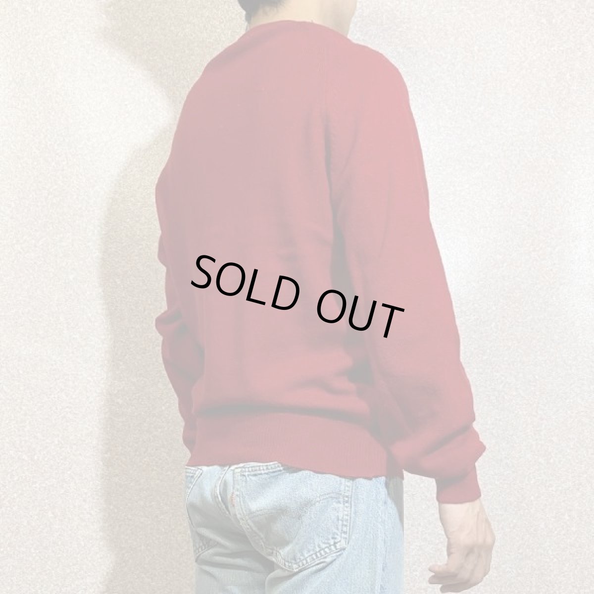 画像19: 「L.L.Bean(エルエルビーン)」スコットランド製 レッド ラグランスリーブ ハイゲージ ラムズ ニット (19)