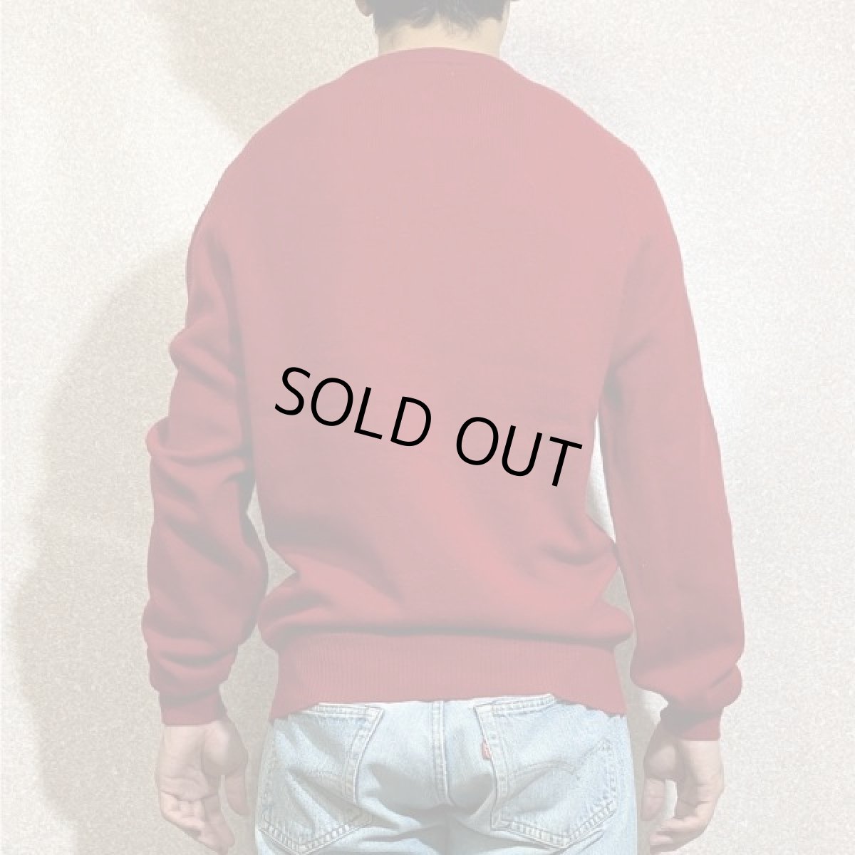 画像20: 「L.L.Bean(エルエルビーン)」スコットランド製 レッド ラグランスリーブ ハイゲージ ラムズ ニット (20)