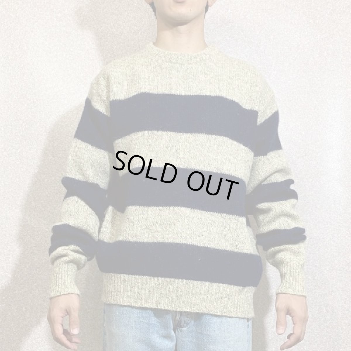 画像16: 「L.L.Bean(エルエルビーン)」メランジ 太ボーダー USA製 ローゲージ クルーネック ニット (16)