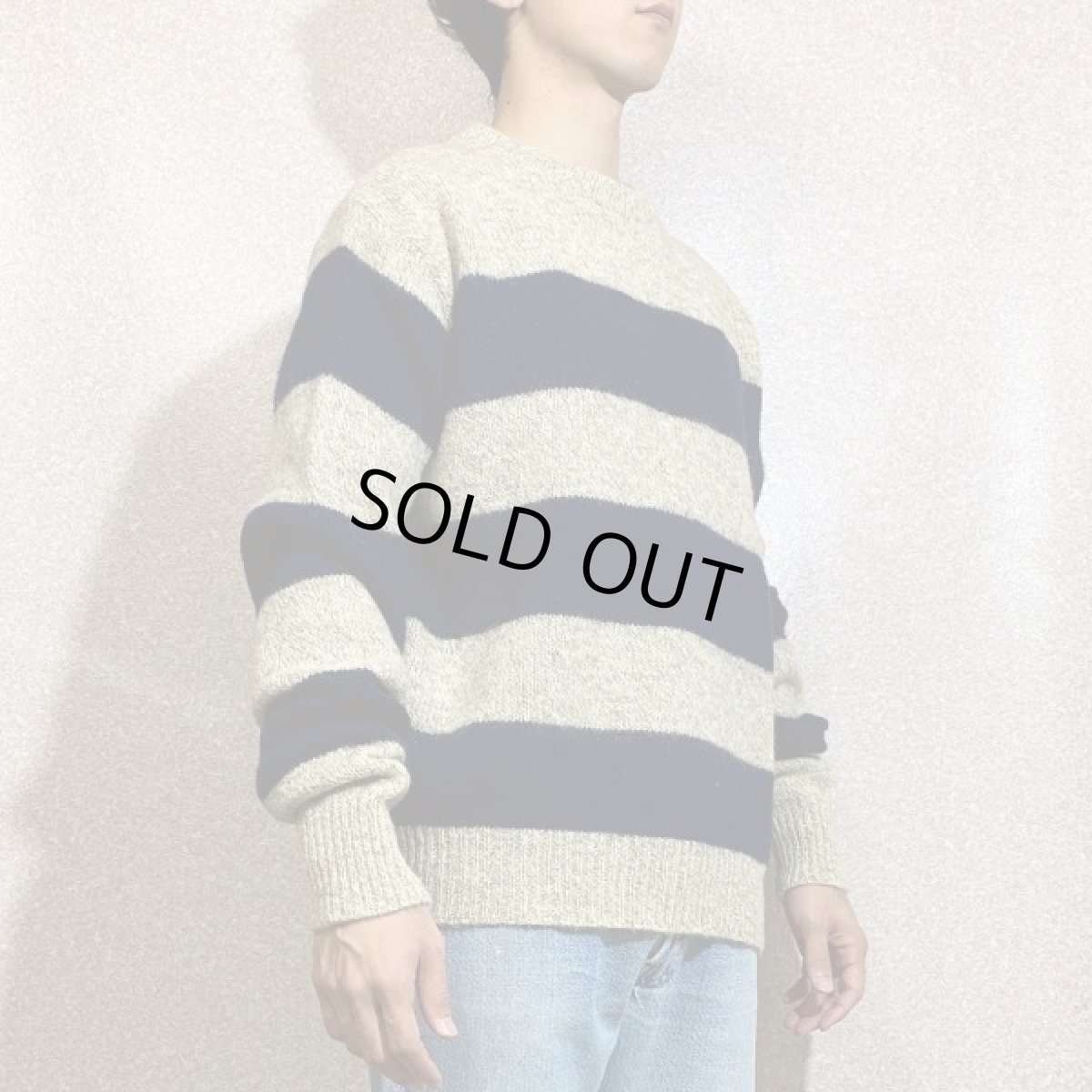 画像17: 「L.L.Bean(エルエルビーン)」メランジ 太ボーダー USA製 ローゲージ クルーネック ニット (17)