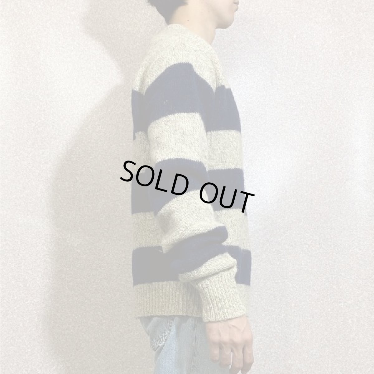 画像18: 「L.L.Bean(エルエルビーン)」メランジ 太ボーダー USA製 ローゲージ クルーネック ニット (18)