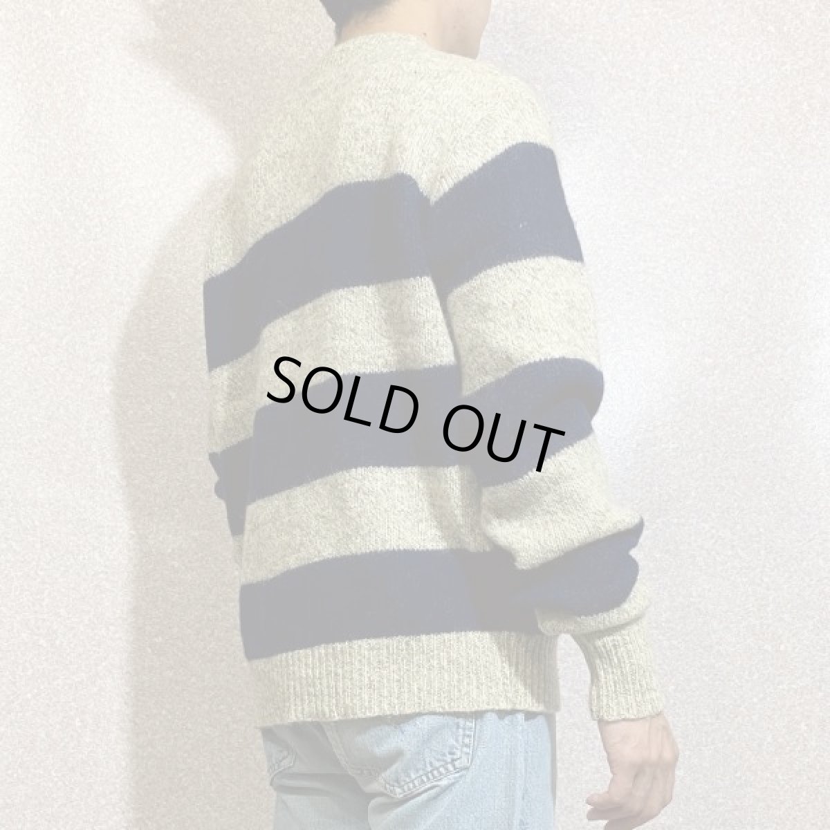 画像19: 「L.L.Bean(エルエルビーン)」メランジ 太ボーダー USA製 ローゲージ クルーネック ニット (19)