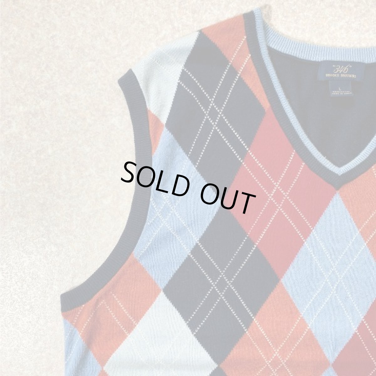 画像2: 「Brooks Brothers(ブルックスブラザーズ)」アーガイル柄 Vネック ニット ベスト (2)