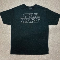 画像1: 「STAR WARS(スターウォーズ)」縁取りロゴ 杢調 ブラック プリント Tシャツ (1)