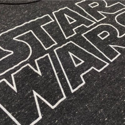 画像1: 「STAR WARS(スターウォーズ)」縁取りロゴ 杢調 ブラック プリント Tシャツ