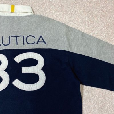 画像3: 「NAUTICA(ノーティカ)」ナンバリング 83 ライン切替 ヨット刺繍 ラガーシャツ