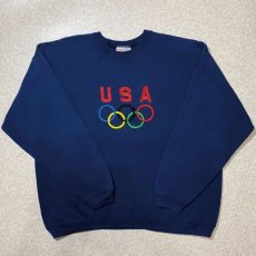 画像1: 「Hanes(ヘインズ)」90s オリンピック 五輪 USA 限定 USA製 ヘビーウェイト HEAVYWEIGHT ネイビー トレーナー (1)