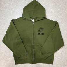 画像1: 「U.S. MARINE(ユー・エス・マリーン)」海兵隊 実物 放出品 90s USMC USA製 スウェット ZIP パーカー (1)