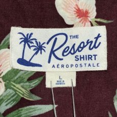 画像9: 「AEROPOSTALE(エアロポステール)」ハイビスカス柄 ブラウン ボルドー 90s アロハシャツ 開襟シャツ (9)