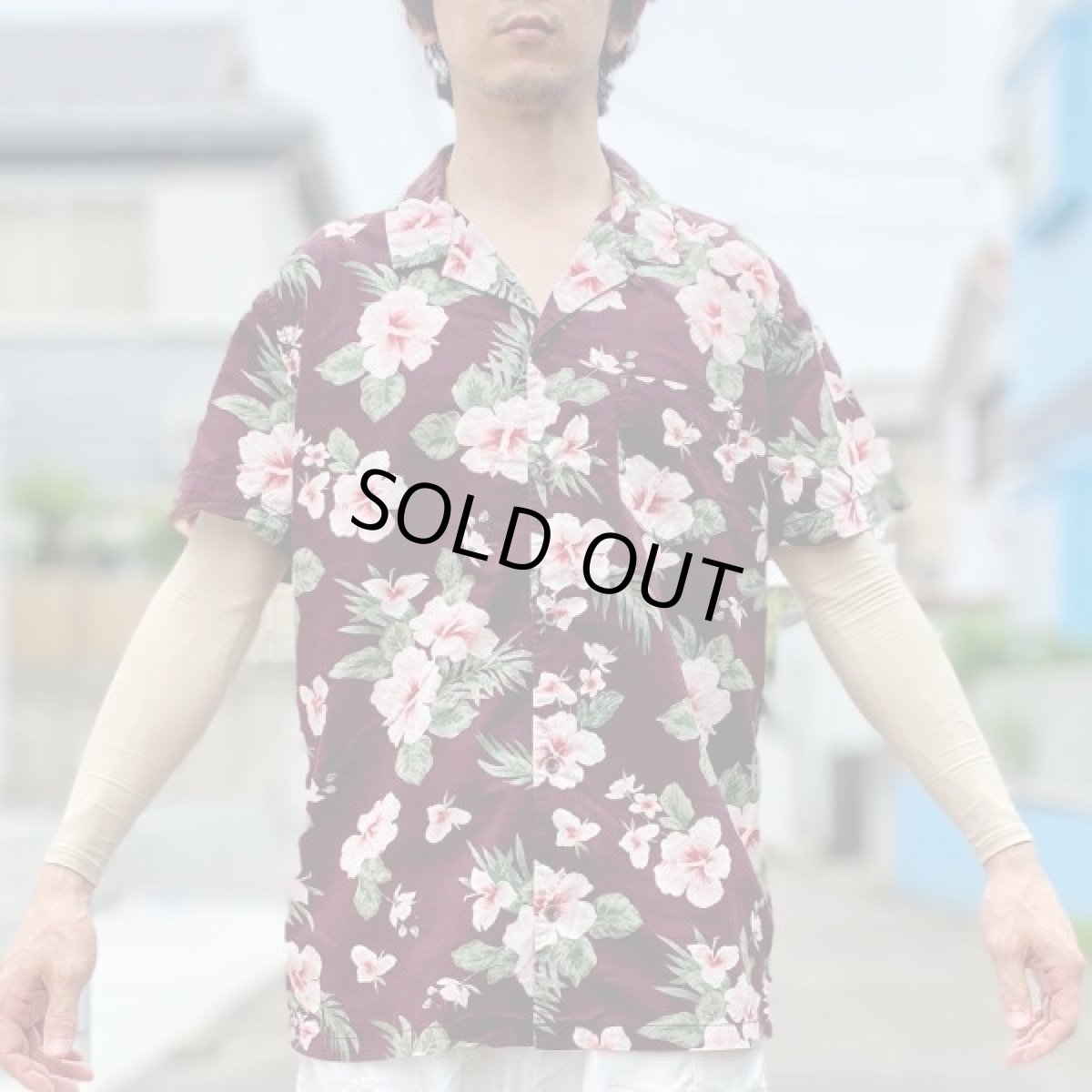 画像16: 「AEROPOSTALE(エアロポステール)」ハイビスカス柄 ブラウン ボルドー 90s アロハシャツ 開襟シャツ (16)