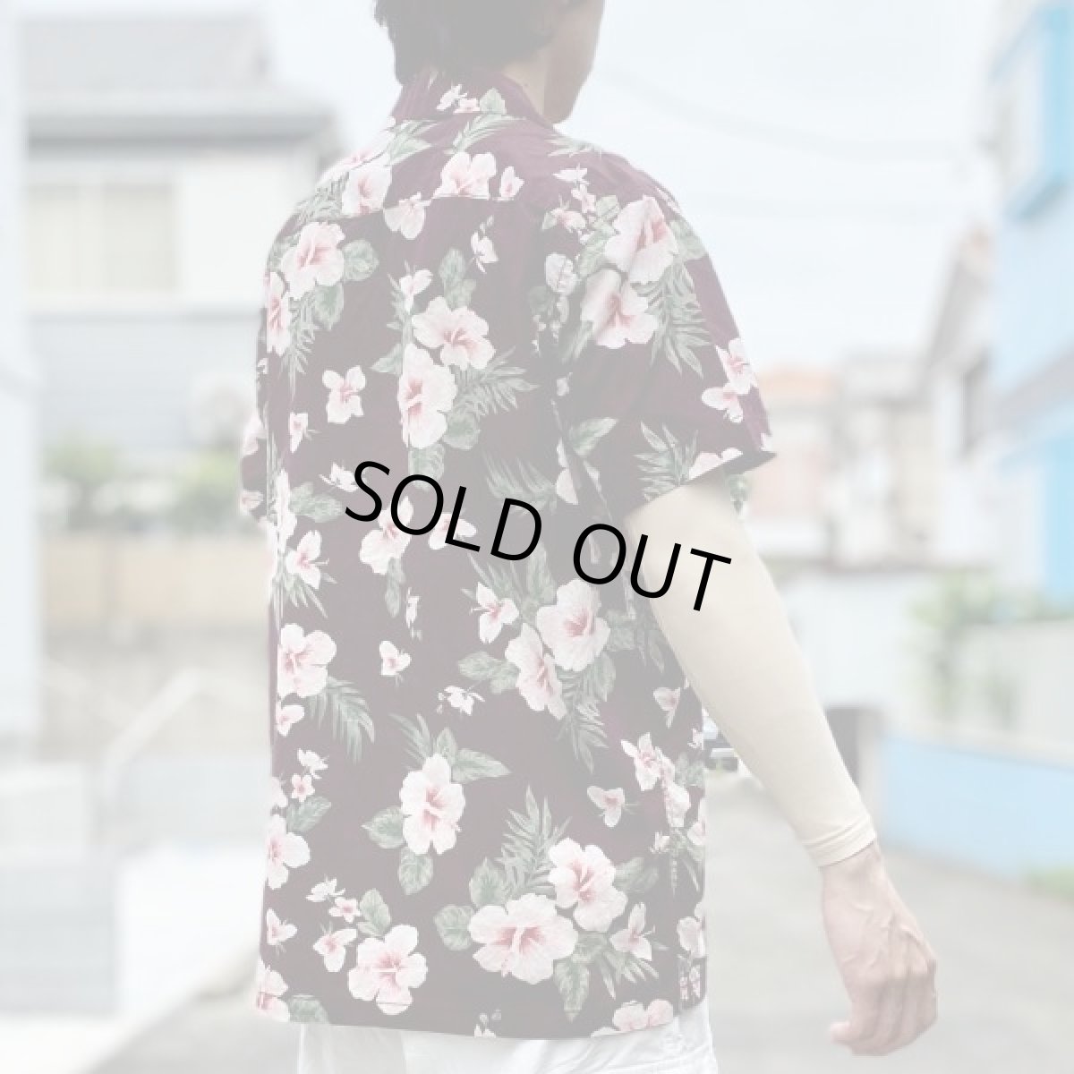 画像19: 「AEROPOSTALE(エアロポステール)」ハイビスカス柄 ブラウン ボルドー 90s アロハシャツ 開襟シャツ (19)