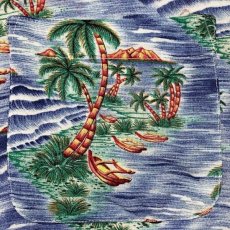 画像6: 「Ocean Current(オーシャンカレント)」ヤシの木 カヤック 波 ブルー アロハシャツ 開襟シャツ (6)
