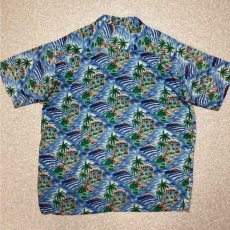 画像10: 「Ocean Current(オーシャンカレント)」ヤシの木 カヤック 波 ブルー アロハシャツ 開襟シャツ (10)