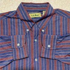 画像3: 「L.L.Bean(エルエルビーン)」子持ち縞 ネイビー×バーガンディ 70s 80s ボタンダウンシャツ (3)