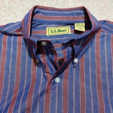 画像4: 「L.L.Bean(エルエルビーン)」子持ち縞 ネイビー×バーガンディ 70s 80s ボタンダウンシャツ (4)