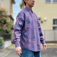 画像17: 「L.L.Bean(エルエルビーン)」子持ち縞 ネイビー×バーガンディ 70s 80s ボタンダウンシャツ (17)