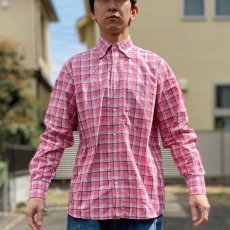 画像16: 「Lacoste(ラコステ)」4×4チェック フララコ 90s ピンク ボタンダウンシャツ (16)