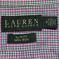 画像8: 「LAUREN RALPH LAUREN(ローレン ラルフローレン)」ミニハウスチェック ピンク グリーン スリムフィット ボタンダウンシャツ (8)