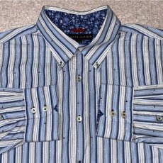 画像2: 「Tommy Hilfiger(トミーヒルフィガー)」ストライプ 立体ネップ 花柄切替 ドレス ボタンダウン シャツ (2)