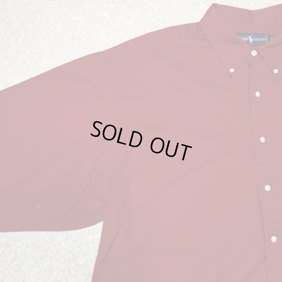 画像2: 「RALPH LAUREN(ラルフローレン)」XXL レッド ツイル ポニー刺繍 ボタンダウンシャツ (2)