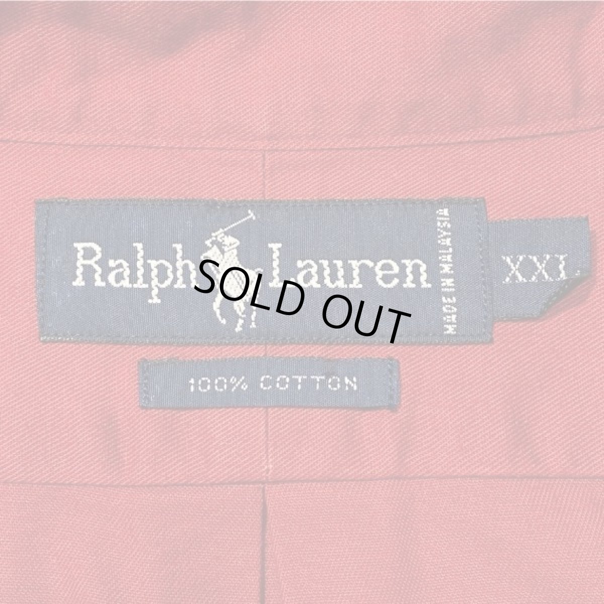 画像7: 「RALPH LAUREN(ラルフローレン)」XXL レッド ツイル ポニー刺繍 ボタンダウンシャツ (7)