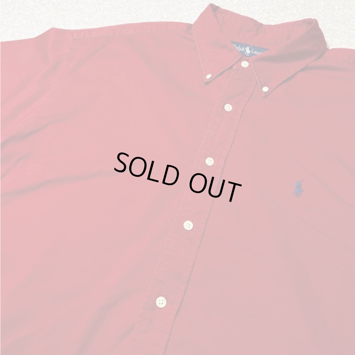 画像15: 「RALPH LAUREN(ラルフローレン)」XXL レッド ツイル ポニー刺繍 ボタンダウンシャツ (15)