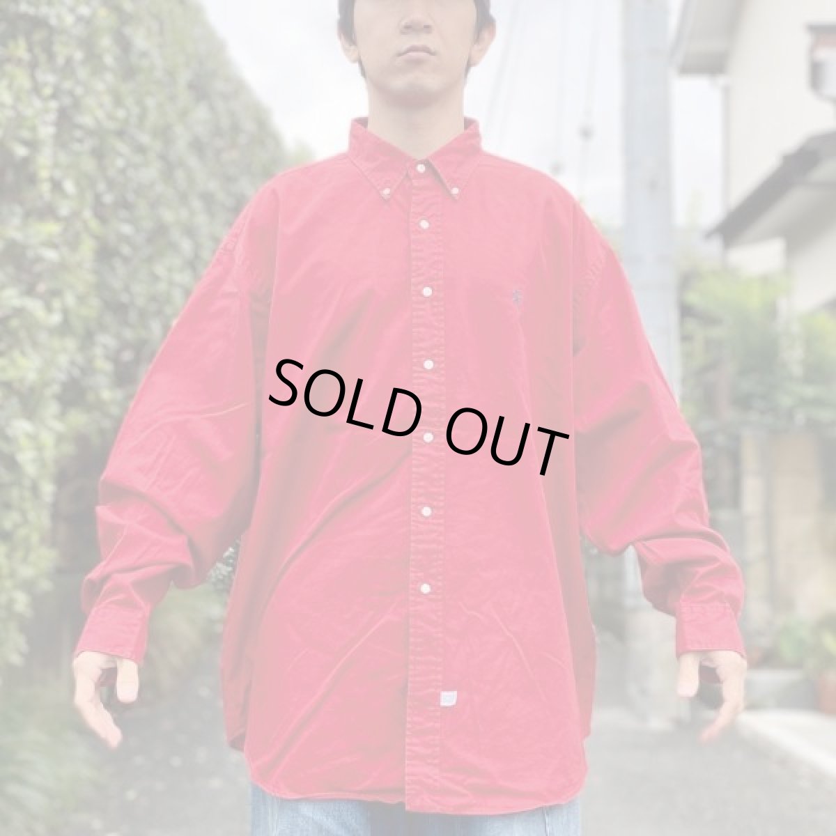 画像16: 「RALPH LAUREN(ラルフローレン)」XXL レッド ツイル ポニー刺繍 ボタンダウンシャツ (16)