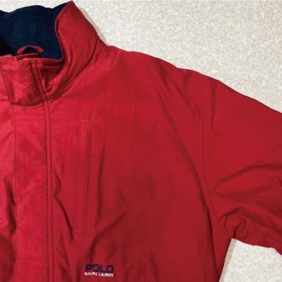 画像2: 「Polo RALPH LAUREN(ポロ ラルフローレン)」90s XLサイズ フリースライニング コットンナイロンジャケット コットンナイロンブルゾン【送料無料】