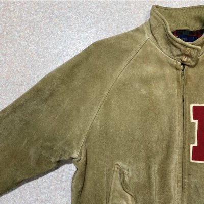 画像1: 「Polo RALPH LAUREN(ポロ ラルフローレン)」90s スウェードレザー ワッペンカスタム スウィングトップ ハリントン スポーツジャケット 【送料無料】