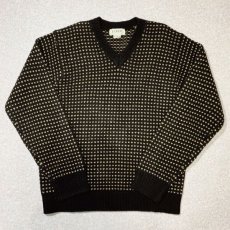 画像1: 「J.Crew(J.クルー)」90s 旧タグ バーズアイ ラムズウール100% Vネック ニット (1)