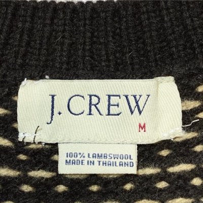 画像2: 「J.Crew(J.クルー)」90s 旧タグ バーズアイ ラムズウール100% Vネック ニット