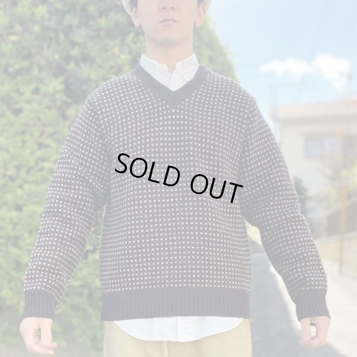 画像16: 「J.Crew(J.クルー)」90s 旧タグ バーズアイ ラムズウール100% Vネック ニット (16)