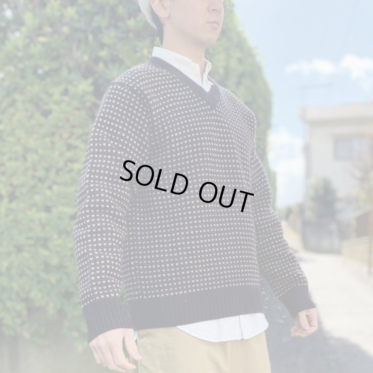 画像17: 「J.Crew(J.クルー)」90s 旧タグ バーズアイ ラムズウール100% Vネック ニット (17)