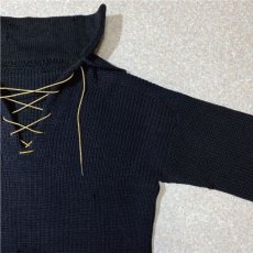 画像5: 「NO BRAND(ノーブランド)」50s 60s セーラーカラー 編み上げ 襟付き ジャンク B品 ヴィンテージ ニット (5)