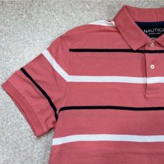 画像2: 「NAUTICA(ノーティカ)」ピンクボーダー ヨット刺繍 クラシックフィット ワンポイント カノコ 半袖ポロシャツ (2)