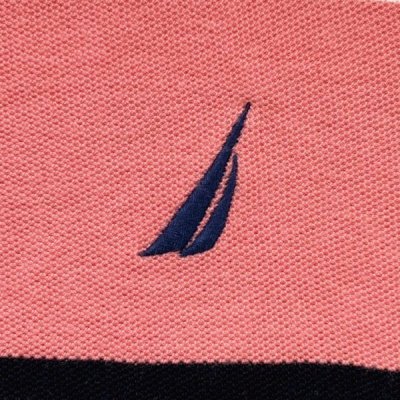 画像1: 「NAUTICA(ノーティカ)」ピンクボーダー ヨット刺繍 クラシックフィット ワンポイント カノコ 半袖ポロシャツ