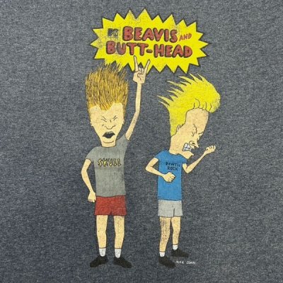 画像1: 「NO BRAND(ノーブランド)」BEAVIS AND BUTT-HEAD ビーバス アンド バットヘッド プリント Tシャツ