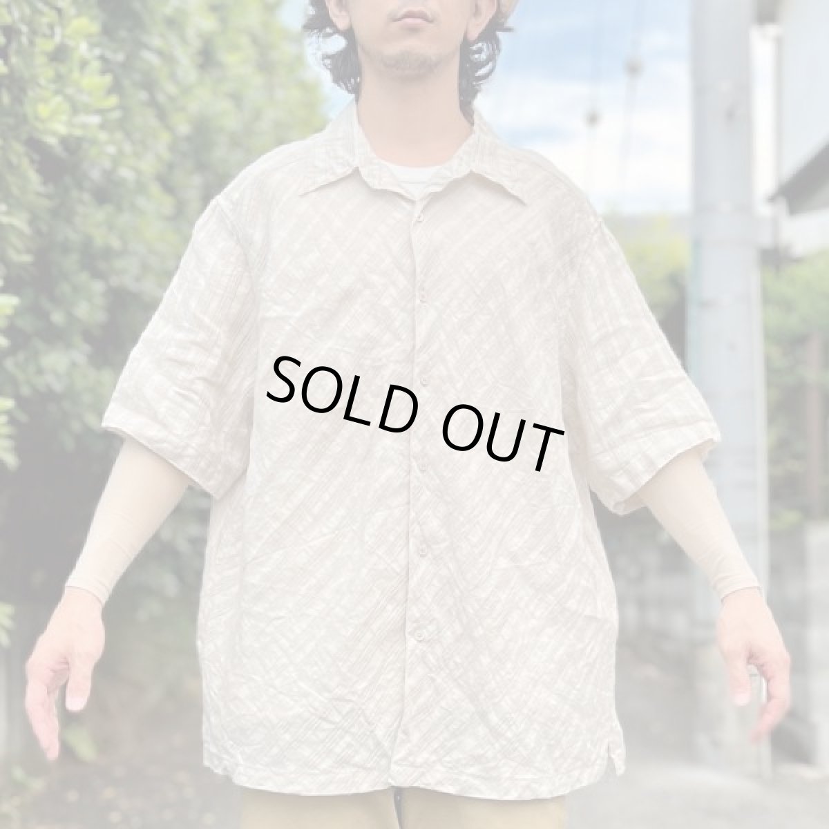 画像16: 「Claiborne(クレイボーン)」斜めチェック柄 XXL リネン 開襟シャツ (16)