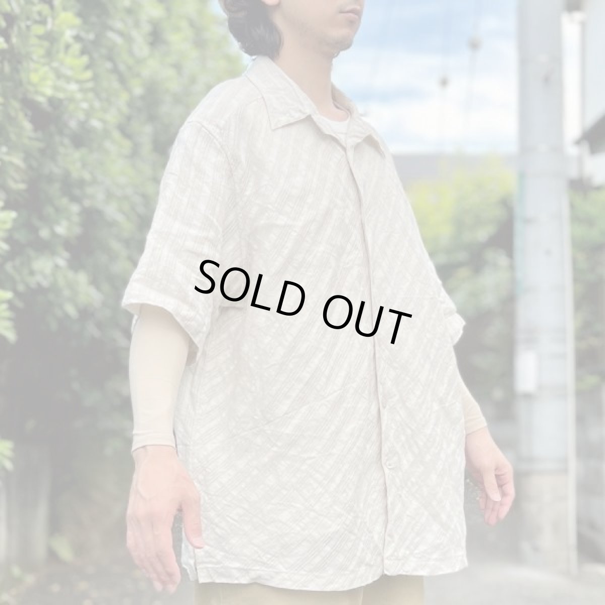 画像17: 「Claiborne(クレイボーン)」斜めチェック柄 XXL リネン 開襟シャツ (17)