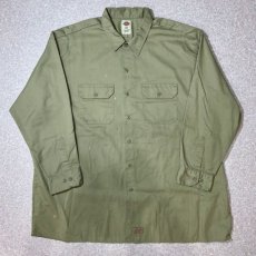 画像1: 「Dickies(ディッキーズ)」574 T/Cツイル カーキ 3XL オーバーサイズ 長袖ワークシャツ (1)