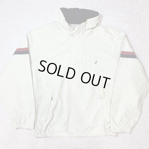 90s NAUTICA ノーティカ レザーカラージャケット ホワイト 白 XL NAUTICA - ノーティカ 90s オールド フラッグタグ リバーシブル