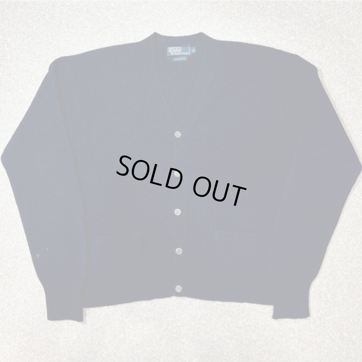 画像1: 「Polo RALPH LAUREN(ポロ ラルフローレン)」ラムズウール100% XL ネイビー カーディガン (1)