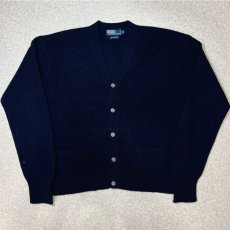 画像1: 「Polo RALPH LAUREN(ポロ ラルフローレン)」ラムズウール100% XL ネイビー カーディガン (1)